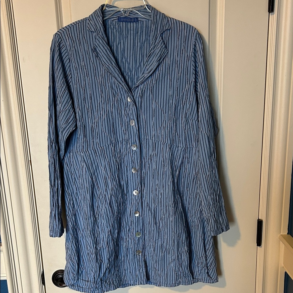 Cut Loose Textured Blue Striped Shirt, L
